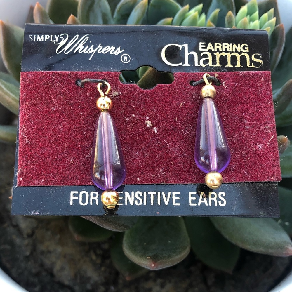 Simply Whispers Purple Gemstone Ear Dangle Charms